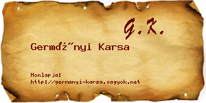 Germányi Karsa névjegykártya